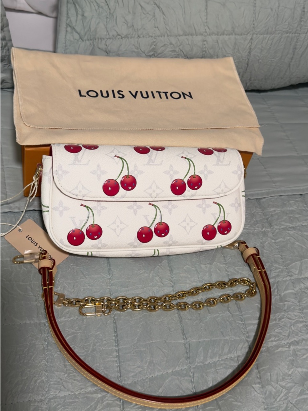 Louis Vuitton LV X TM Monogram Cerises Ivy Wallet On Chain White
